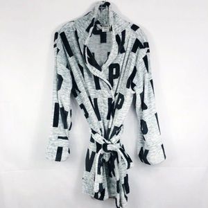 PINK Grey Black all over logo Robe